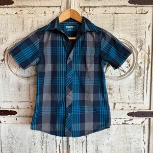 Tony Hawk Kids Blue Plaid Button Down Shirt